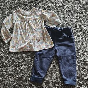 Carter's Floral Top and Navy Pants Set